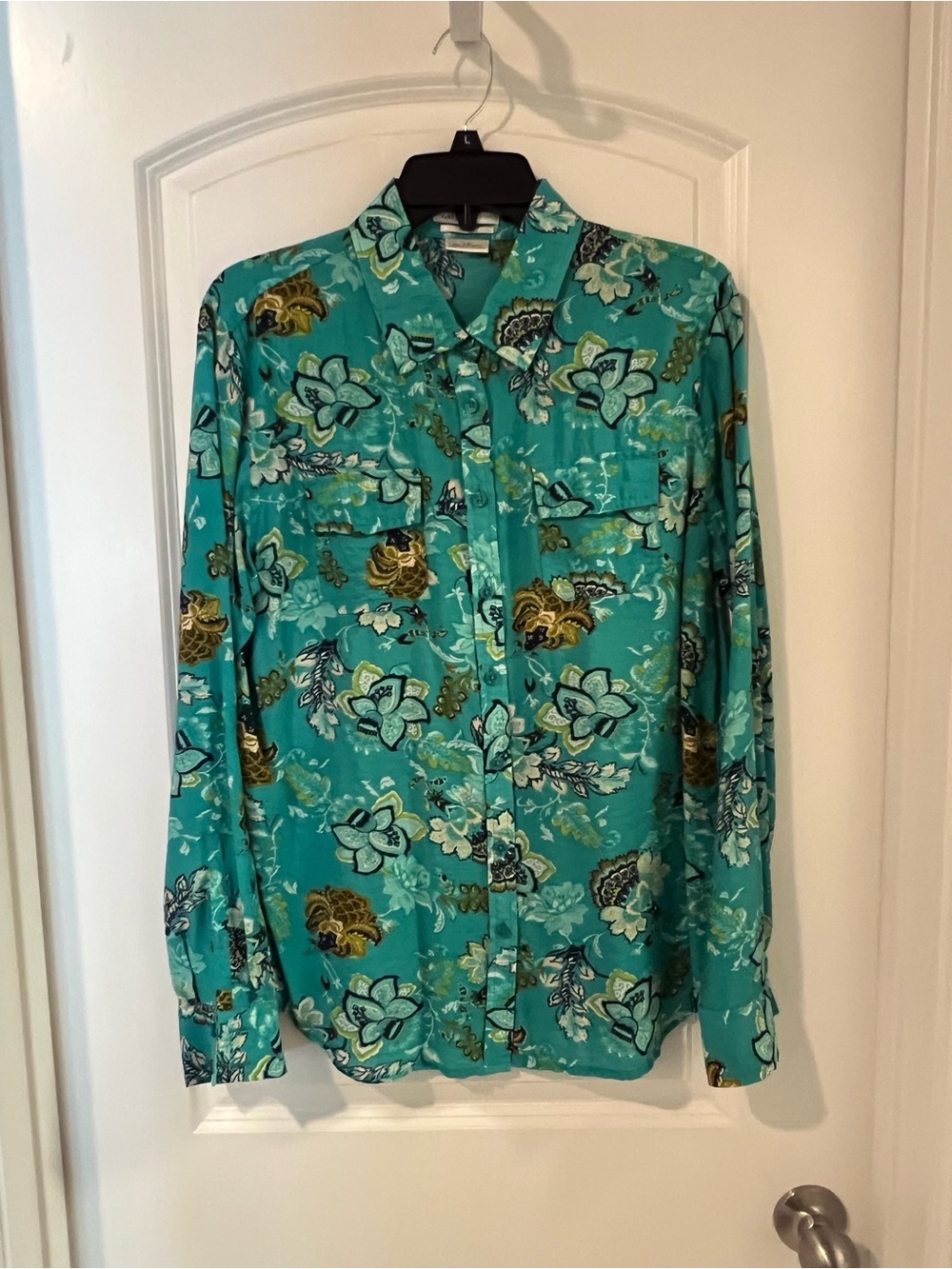 Turquoise Floral Button-Up Men's Shirt